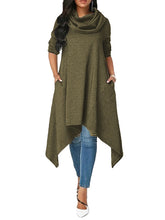 Solid Color High Neck  Irregular Sweatshirt